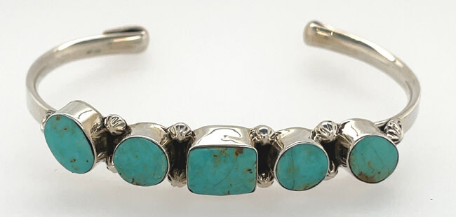 SILVER TURQUOISE CUFF BRACELET NAVAJO -SHENIA JACK