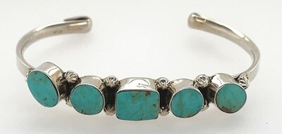 SILVER TURQUOISE CUFF BRACELET NAVAJO -SHENIA JACK