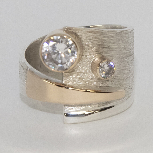 SILVER/14K CZ  WRAP RING-12