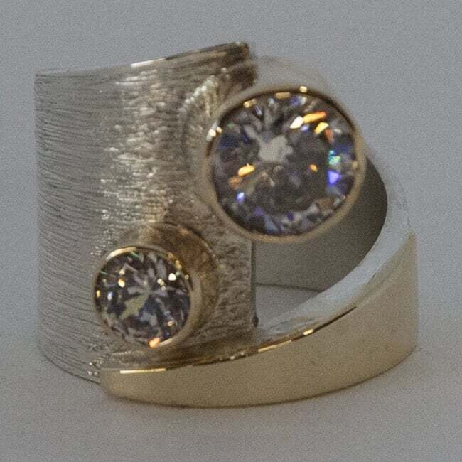 SILVER/14K CZ WRAP RING-8.5