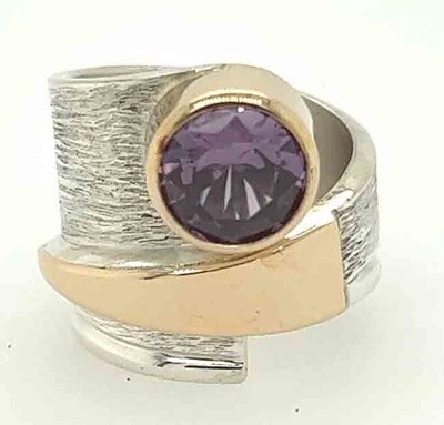 SILVER/14K AMETHYST WRAP RING-6