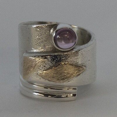 *SILVER/GOLD SAPPHIRE WRAP RING-7.5