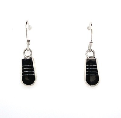 SILVER ONYX INLAY EARRINGS ZUNI-VALENTNO LAATE