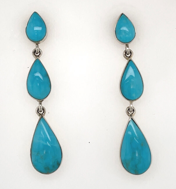 SILVER TURQUOISE EARRINGS NAVAJO - EA