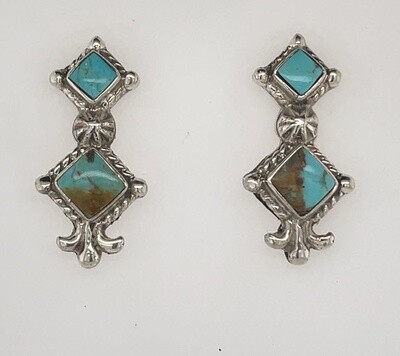 SILVER TURQUOISE EARRING NAVAJO - SADIE JIM