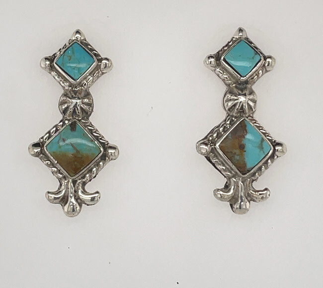 SILVER TURQUOISE EARRING NAVAJO - SADIE JIM