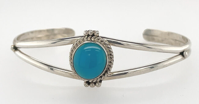 SILVER TURQUOISE CUFF BRACELET NAVAJO - JAN MARIANO