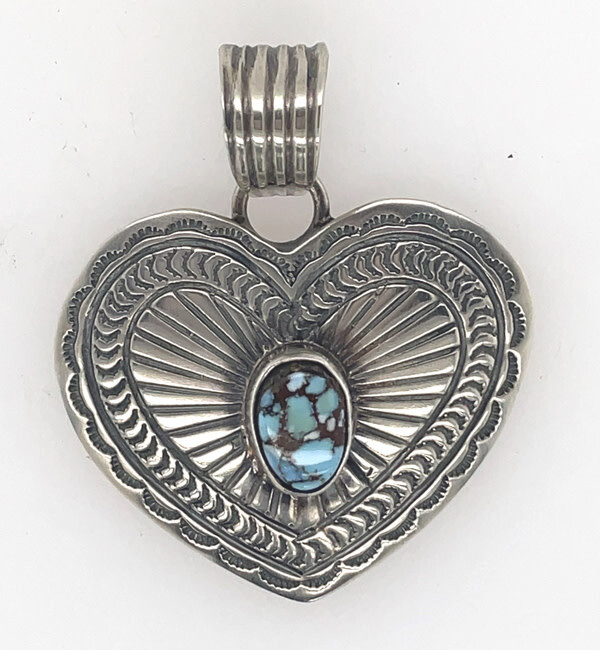 SILVER HEART TURQUOISE PENDANT - JUNE DELGARITO