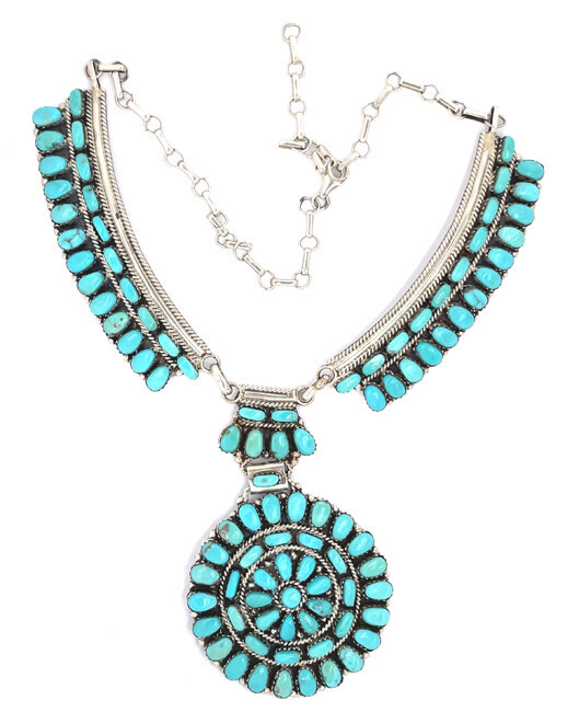 SILVER TURQUOISE NECKLACE NAVAJO - JESSE WILLIAMS