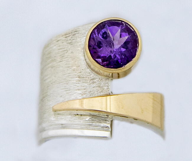 SILVER/14K AMETHYST WRAP RING-8.5