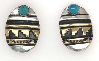 SILVER &amp; GOLD-FILLED EARRINGS NAVAJO - T&amp;R SINGER