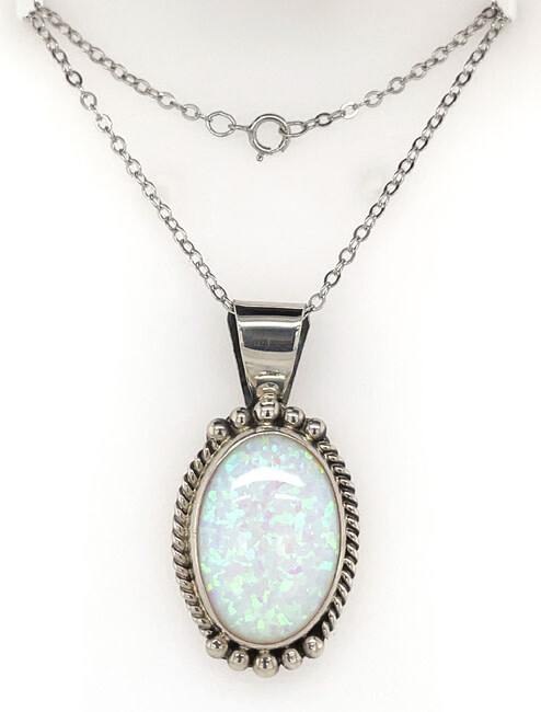 SILVER OPAL PENDANT NAVAJO-JAN MARIANO