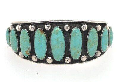 SS 9 OVL GRD TURQ CUFF BRACELET-PAUL LARGO