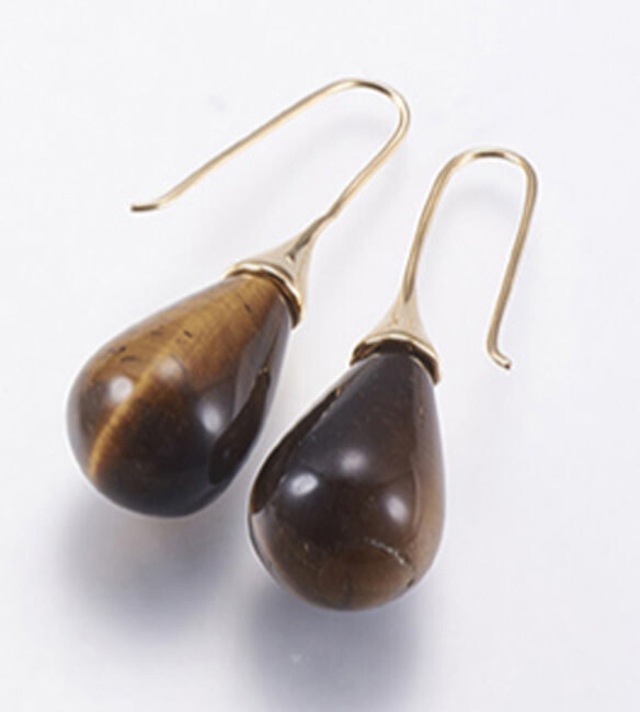 GOLD STAINLESS TIGER EYE EARRINGS FJE2P/T