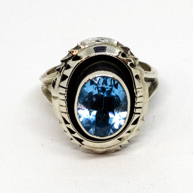 SILVER RING NAVAJO - SHENNA JACK - SIZE 8
