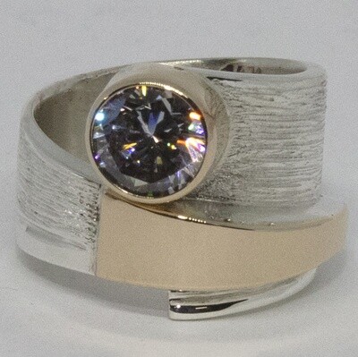 SILVER/14K CZ WRAP RING-6