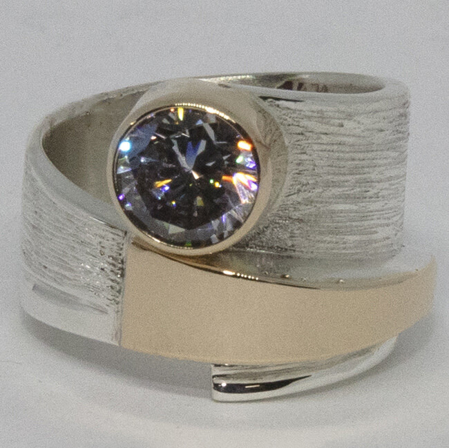 SILVER/14K CZ WRAP RING-6