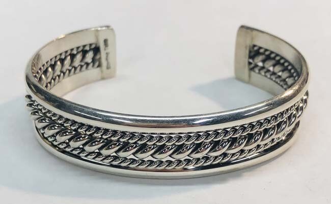 SILVER CUFF BRACELET NAVAJO - E. TAHE