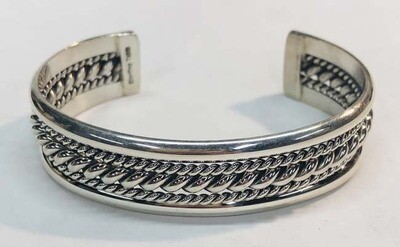 SILVER CUFF BRACELET NAVAJO - E. TAHE