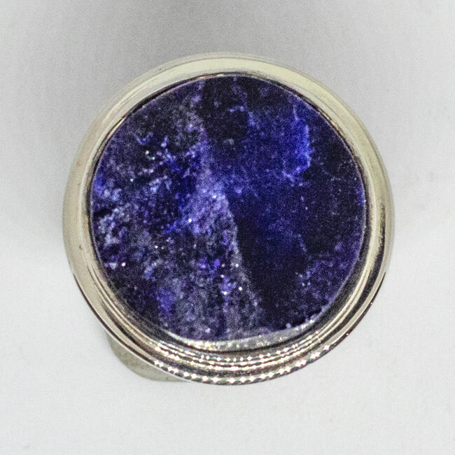 SILVER ROUND LAPIS RING-8.5