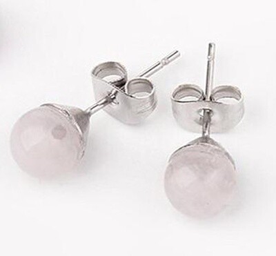 STAINLESS ROSE QUARTZ EARRINGS FJEWH/R