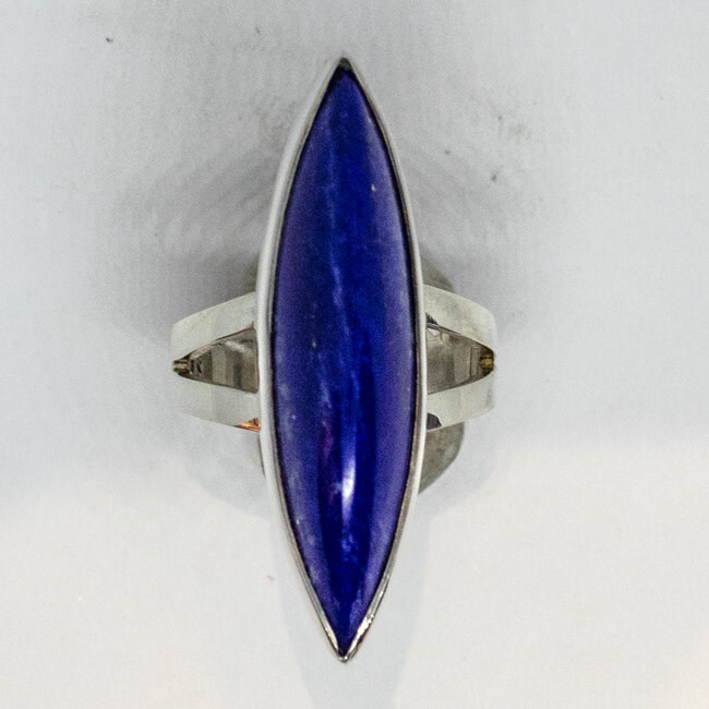 SILVER MARQUISE LAPIS RING - 9