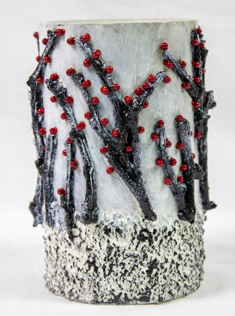 &quot;RED TOUCH&quot; Mixed Media Vase