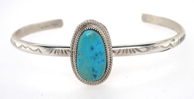 SILVER TURQUOISE CUFF BRACELET NAVAJO-SUZANNA JOHNSON