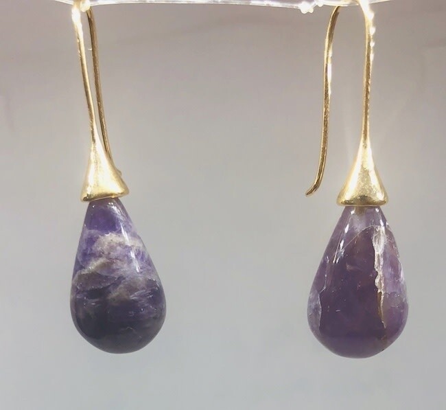 GOLD STAINLESS AMETHYST EARRINGS FJE2P/A