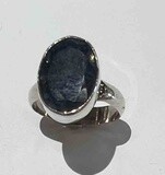 SILVER OVAL SAPPHIRE RING