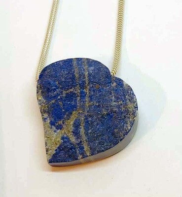SILVER LAPIS HEART NECKLACE