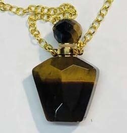 GOLD STAINLESS TIGERS EYE NECKLACE FJN101-T