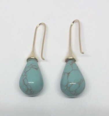 GOLD STAINLESS LAB CREATED TURQUOISE EARRINGS FJE2P/TQ