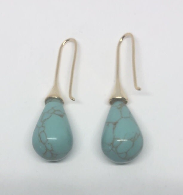 GOLD STAINLESS LAB CREATED TURQUOISE EARRINGS FJE2P/TQ