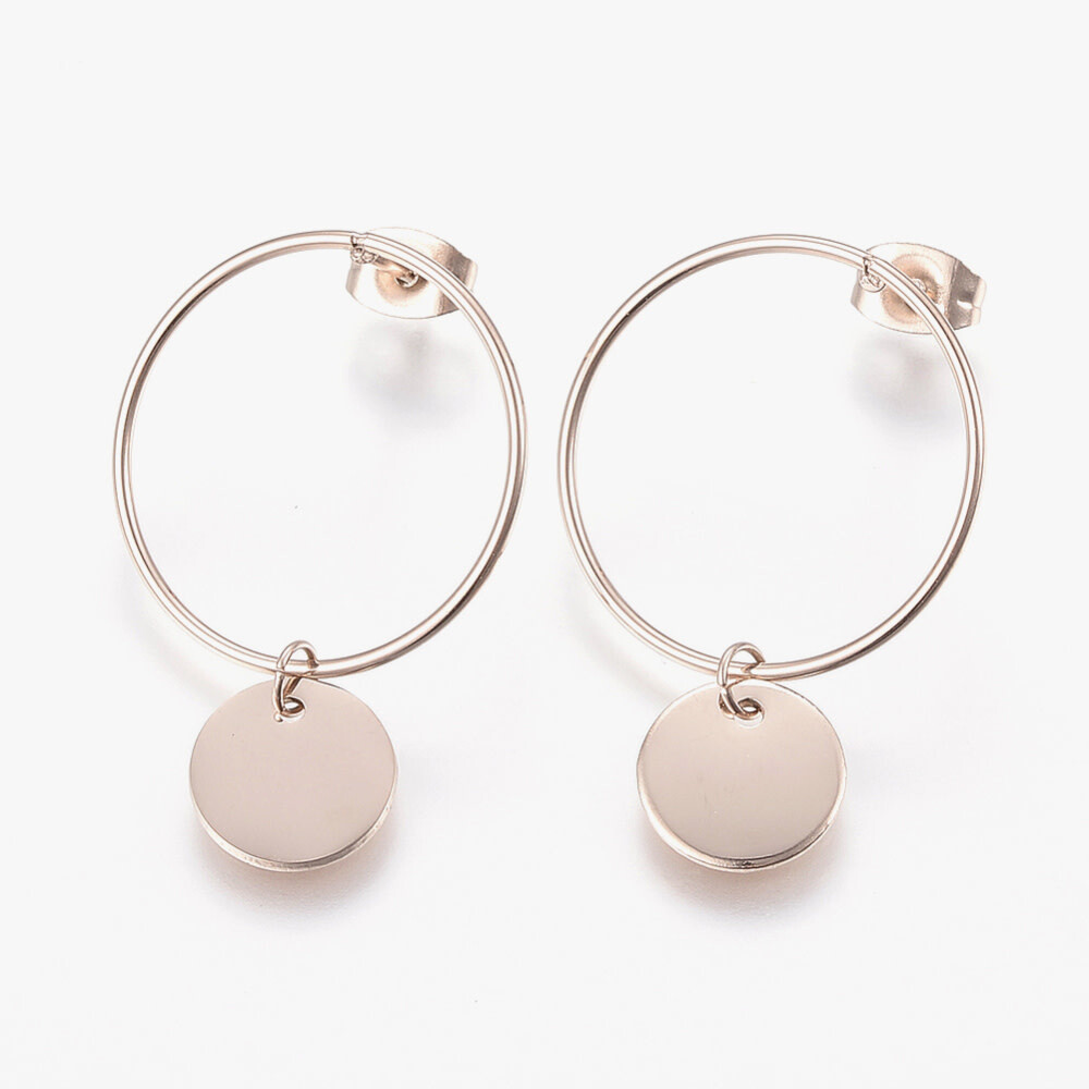 ROSE STAINLESS ROUND POST EARRINGS FJEX4