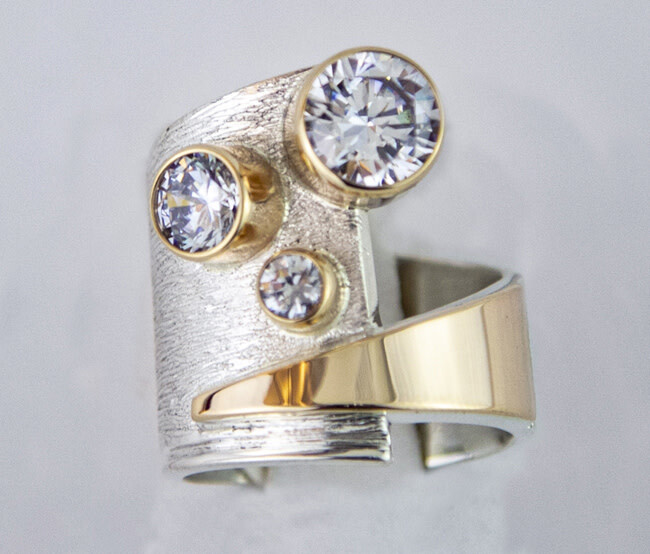 SILVER/14K CZ WRAP RING-8