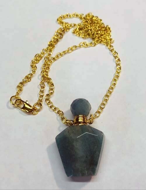 GOLD STAINLESS GREEN QUARTZ NECKLACE FJN101-G