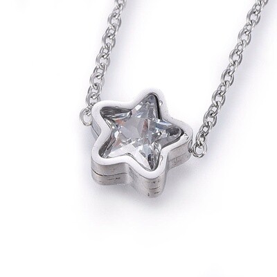 STAINLESS STAR CZ NECKLACE FJNN5