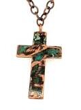 COPPER PATINA CROSS NECKLACE KAN98