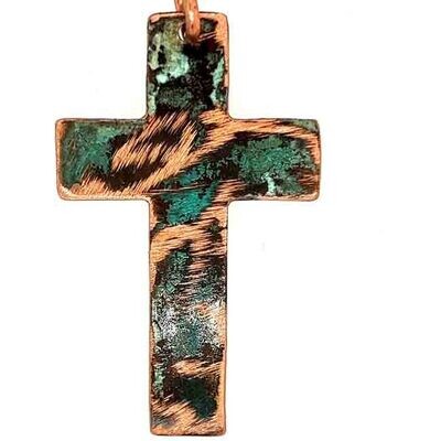 COPPER PATINA CROSS NECKLACE KAN98