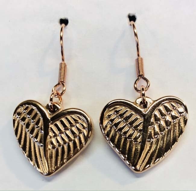 ROSE STAINLESS HEART EARRINGS FJE128