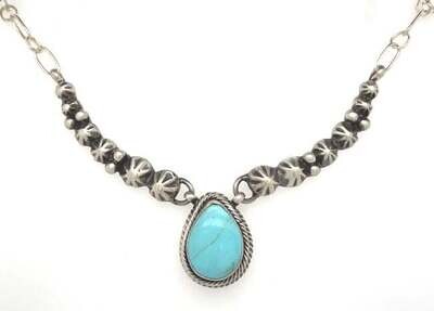 SILVER TURQUOISE NECKLACE NAVAJO - KIM ENRICO