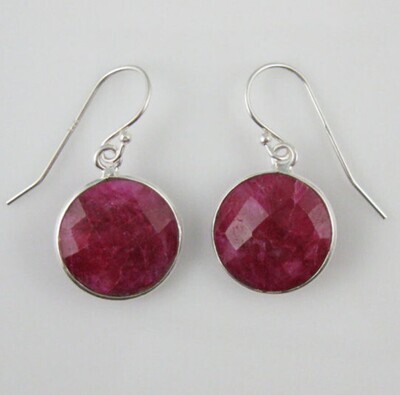 SILVER ROUND RUBY EARRINGS ASE073 SILVER ROUND RUBY EARRINGS ASE073