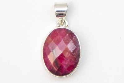 SILVER RUBY OVAL PENDANT