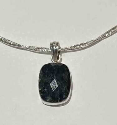 SILVER RECTANGLE SAPPHIRE PENDANT