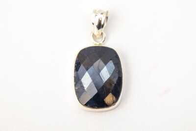 SILVER RECTANGLE SAPPHIRE PENDANT