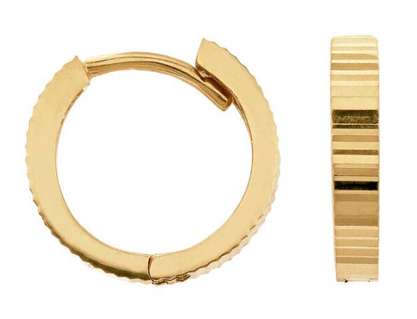 14K GOLD CROSS CUT HOOP EARRINGS