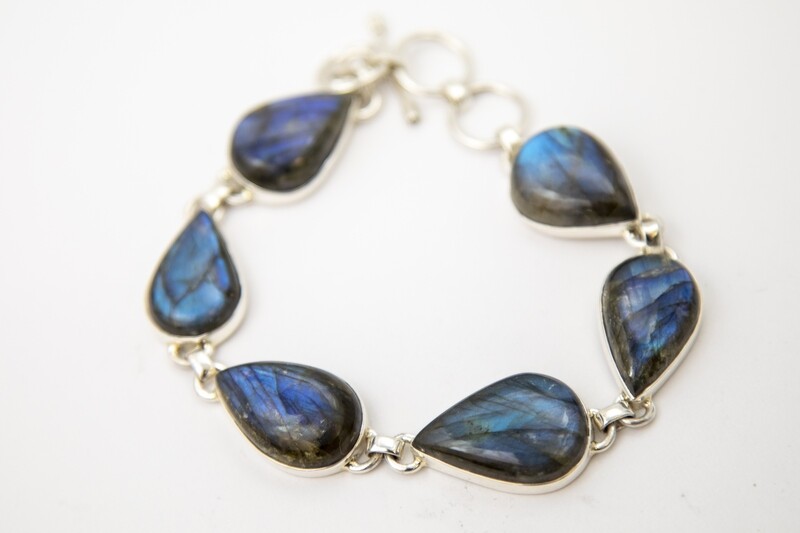 SILVER LABRADORITE TEARDROP BRACELET