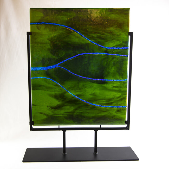 COSMIC TRIBUTARIES 22.5x16x5 Fused Glass