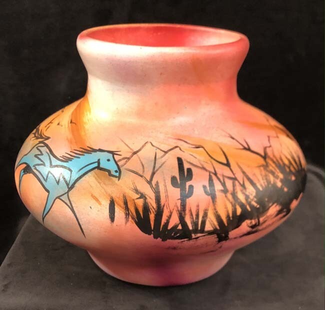 &quot;SW SUNSET&quot; Painted Pottery 8x10